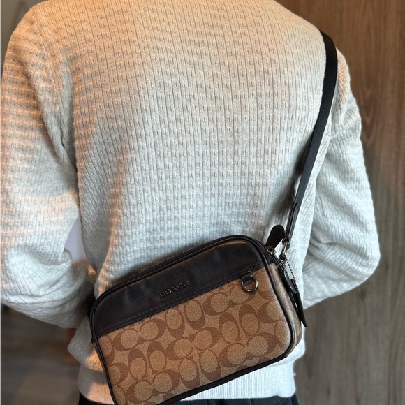 Coach Graham Crossbody Signature Bag Canvas Khaki Black - Picture 12 of 12